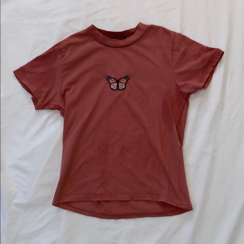 BRAND NEW Brandy Melville pink butterfly Helen top